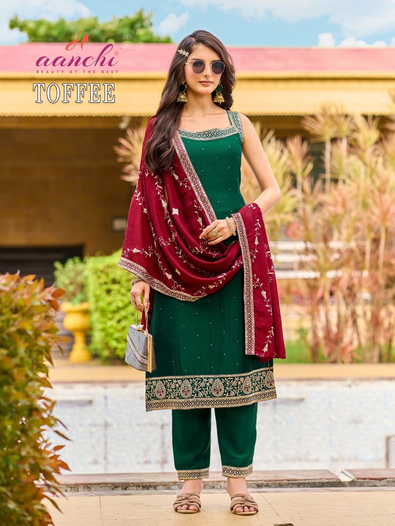 Toffee By Aanchi Vichitra Silk Speghetti Kurti With Bottom Dupatta